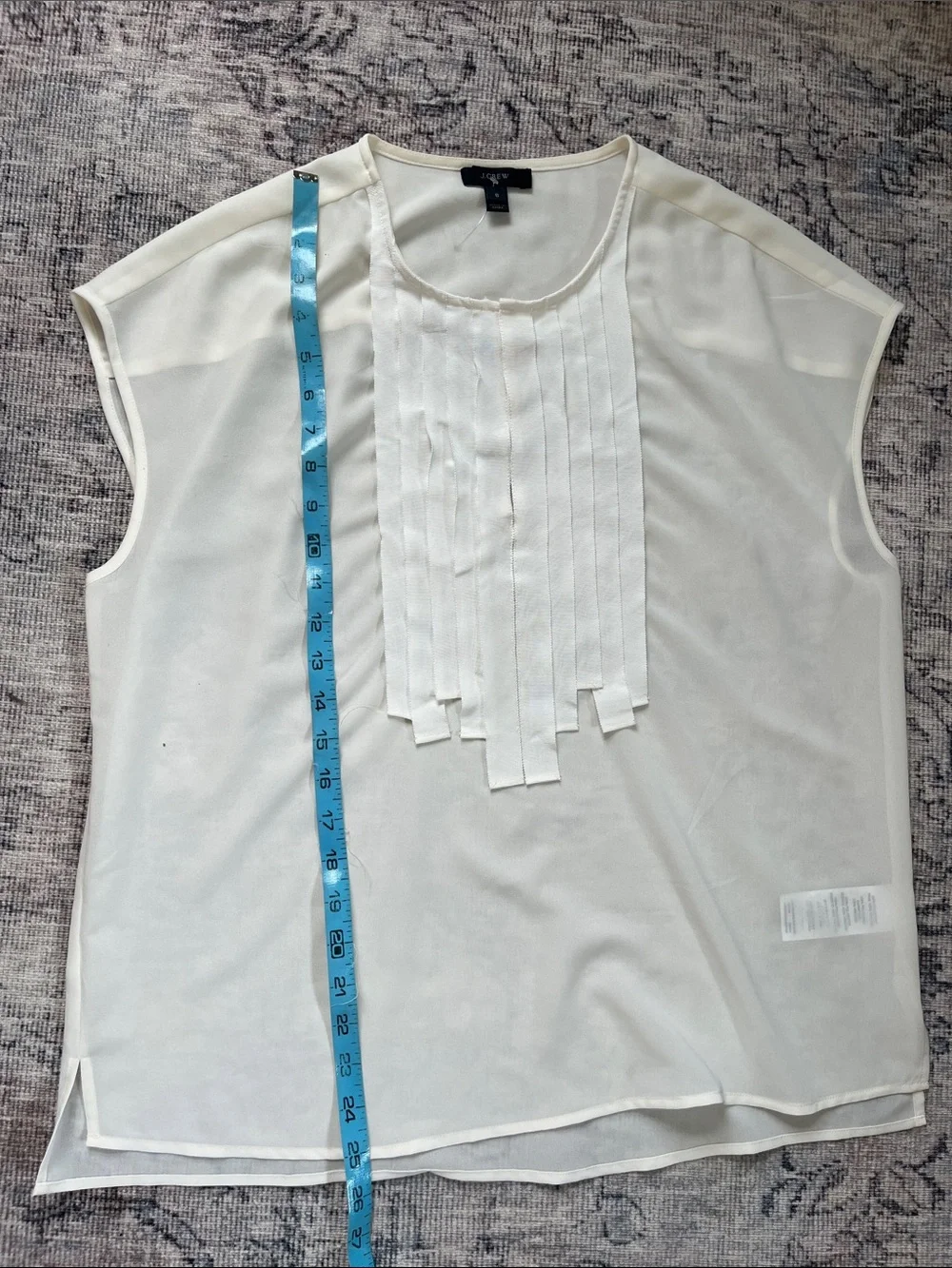 J.crew ivory ribbon front tuxedo short sleeved blouse - size 6